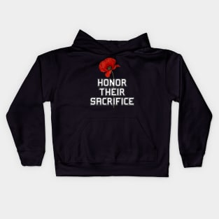 Honor Their Sacrifice Memorial with Red Poppy Flower (MD23Mrl006) Kids Hoodie